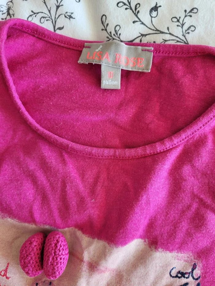 Tee shirt manches longues fuchsia 10 ans fashion idol Lisa Rose - photo numéro 2