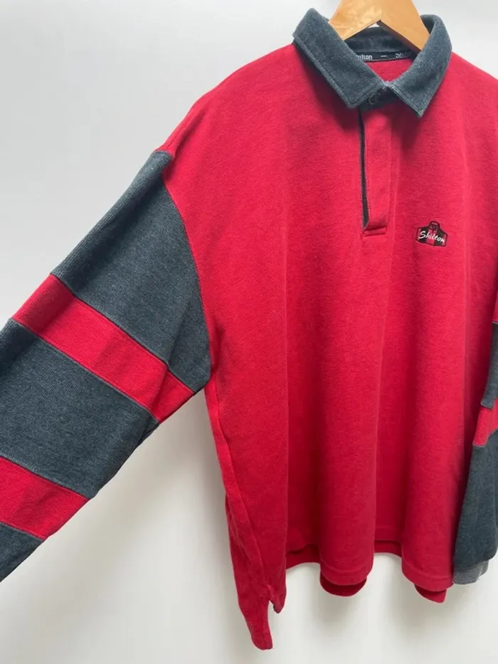 Rugby Polo Shilton Red Long Sleeves Mens Large - photo numéro 7