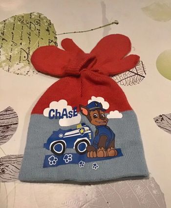Ensemble 2 pièces bonnet et moufles Paw Patrol taille 48 soit 12/18 mois