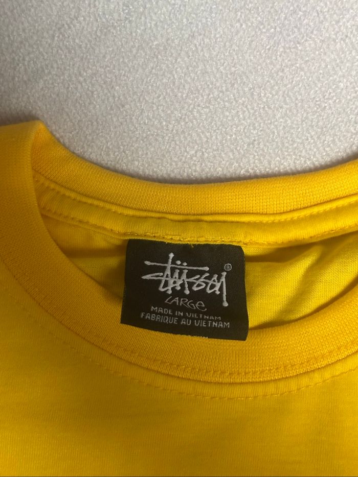 T-shirt Stussy Rework jaune logo imprimé taille L - photo numéro 3