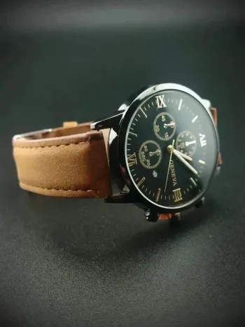 Montre marron & noir, style vintage men