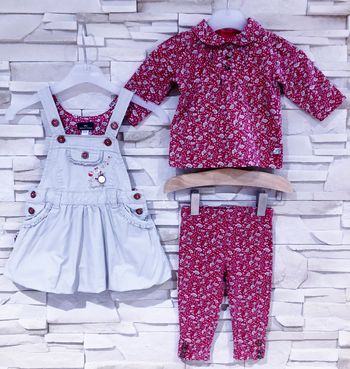 SERGENT MAJOR - ENSEMBLE 3P BÉBÉ FILLE MOTIF LIBERTY & DIVERSES FANTAISIES 6M