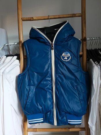 Veste doudoune sans manches réversible à capuche bleu / noir DLN Star taille S