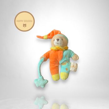 Peluche Ours orange bleu étoile Baby Nat A854