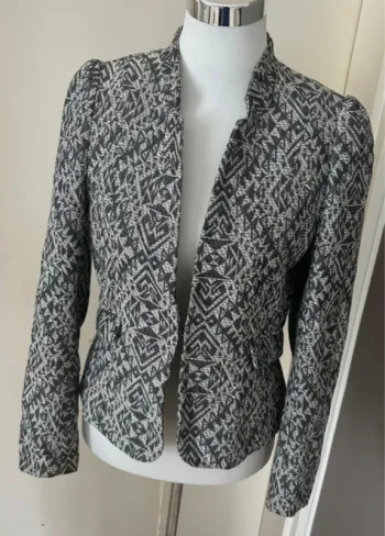 H&M, veste légère contre blazer gris imprimé femme, taille 42