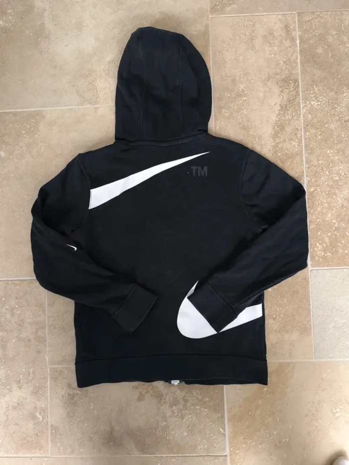 Sweat capuche zippé garçon noir et blanc L 147-153cm excellent état TradeMark 1972 swoosh - photo numéro 9