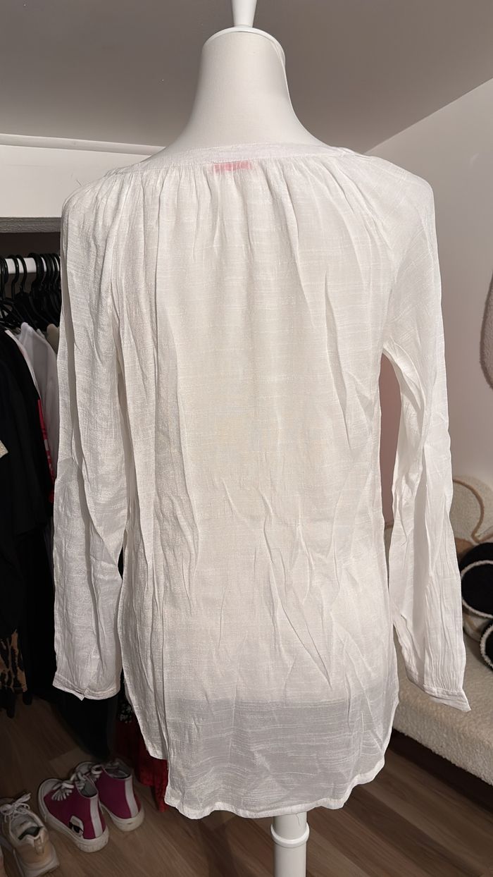 Blouse blanche longue Camaïeu T38 - photo numéro 3