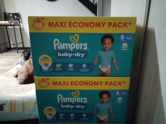 Lot 188 couches pampers baby dry taille 5