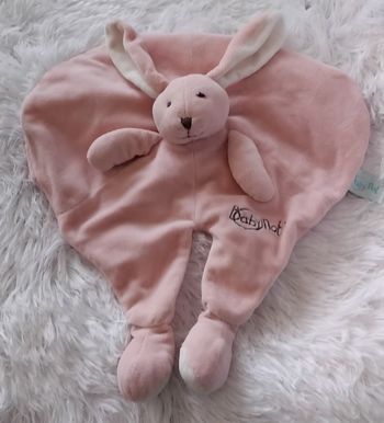 Grand doudou lapin rond plat rose- Baby Nat