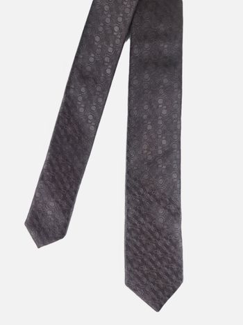 Cravate Azzaro en soie Motif cercles discrets Gris anthracite
