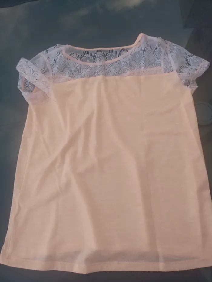 Tee shirt Manches courtes Dentelle Fille - photo numéro 3