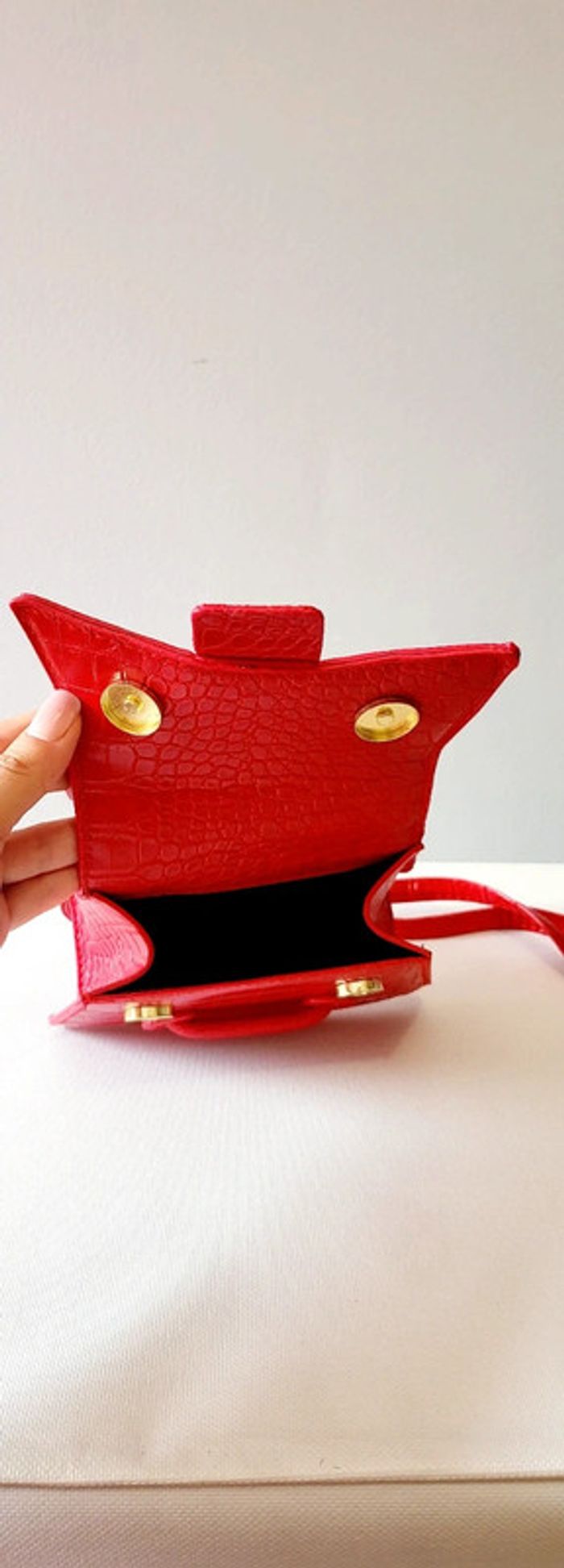 Sac a main rouge motif croco - photo numéro 3