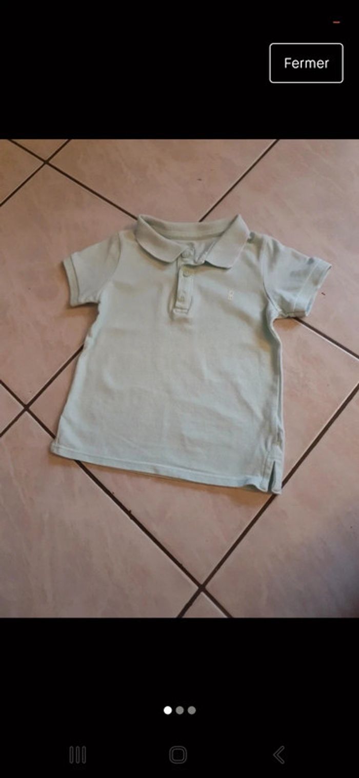 Polo okaidi bleu clair 23 mois