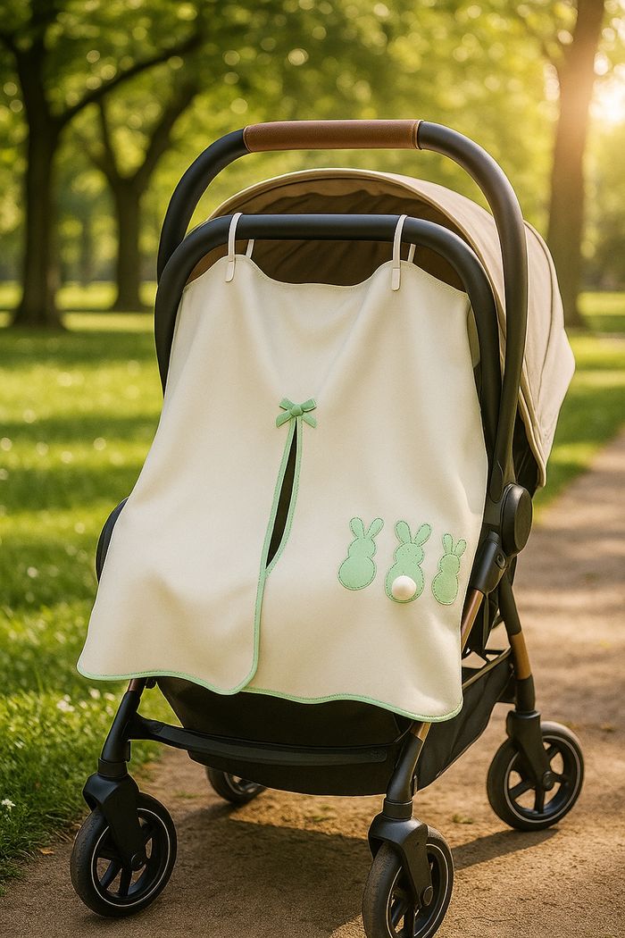 Coupe vent cosy / Cape Poussette Bébé - Motif Lapins - Neuf