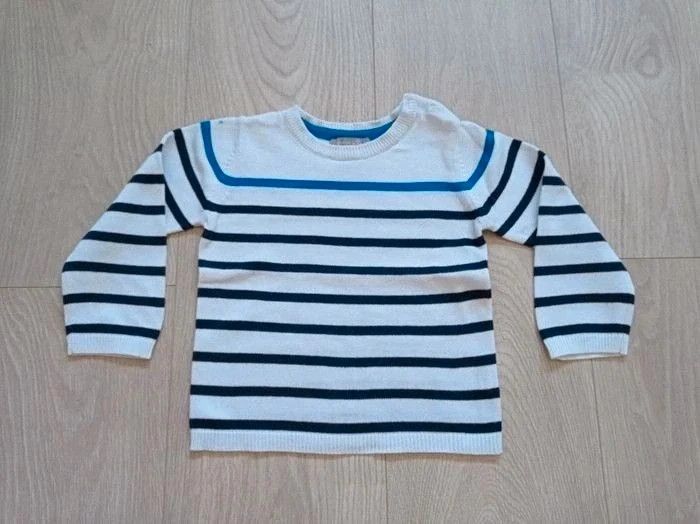 Pull marinière blanc et bleu Z Grain de blé 18 mois