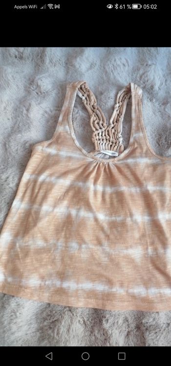 Débardeur dos croiser taille S beige et blanc