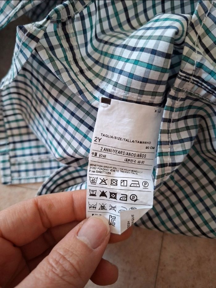 chemise à carreaux verte et bleu garçon 2 ans 90 cm - photo numéro 3