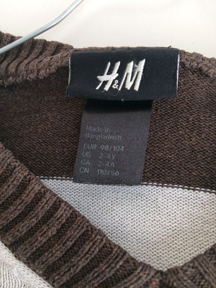 Pull rayé H&M marron vert et bleu Taille 4 ans - photo numéro 2