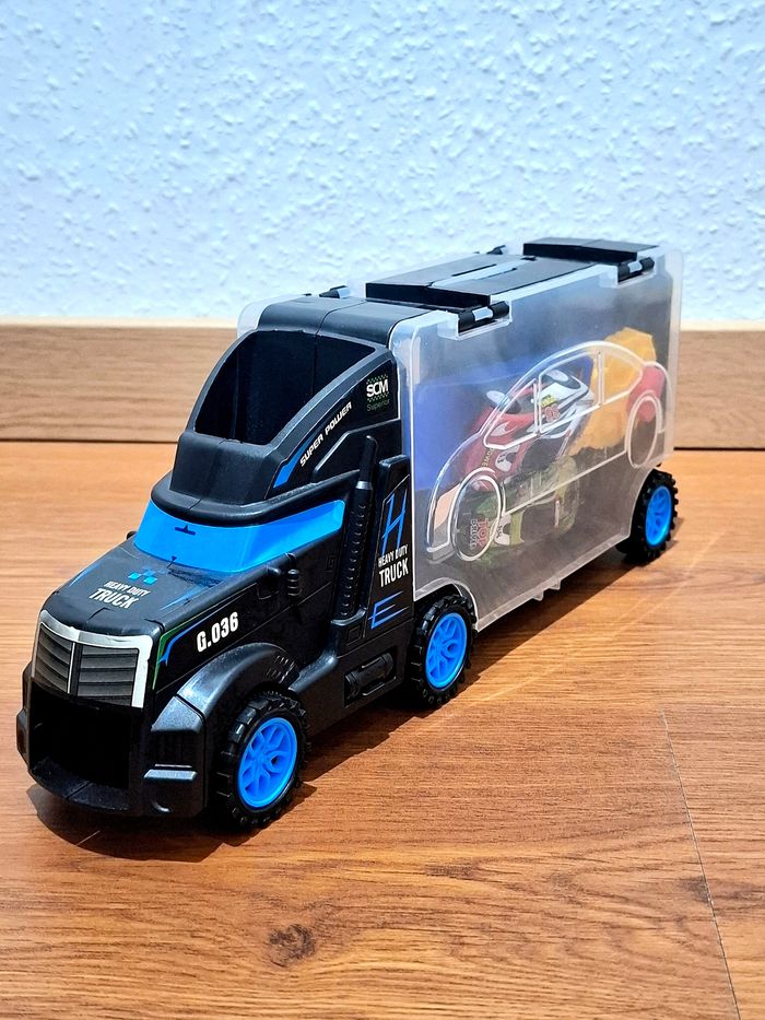 Camion transporteur + 2 voitures de course + propulseur - photo numéro 3