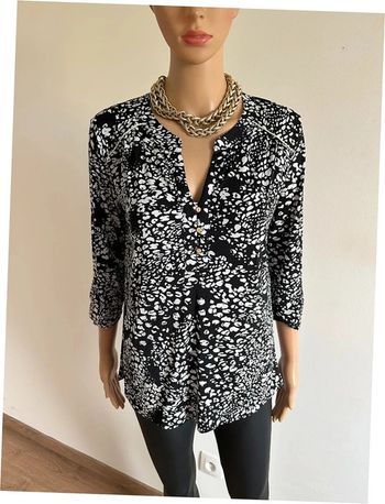 Blouse noire et blanche avec manches 3/4 Bréal taille 36 TBE
