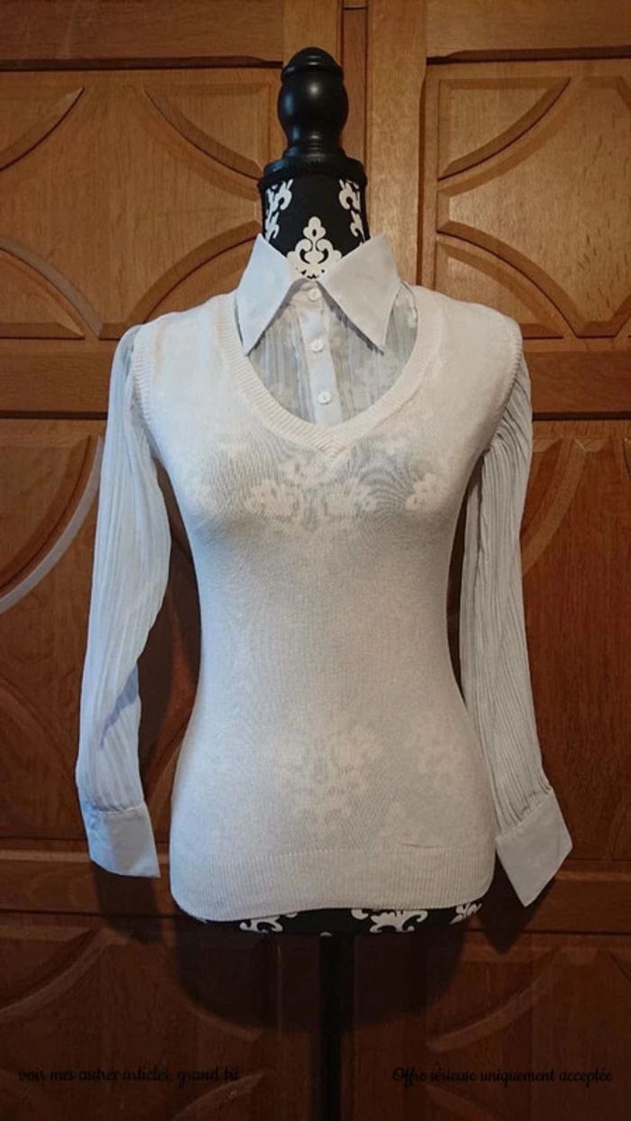 Chemise polo mi-saison Basic casual tendance blanche Joyx Collection taille 36 - photo numéro 2