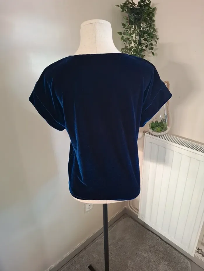 Tshirt effet velours bleu nuit - photo numéro 2