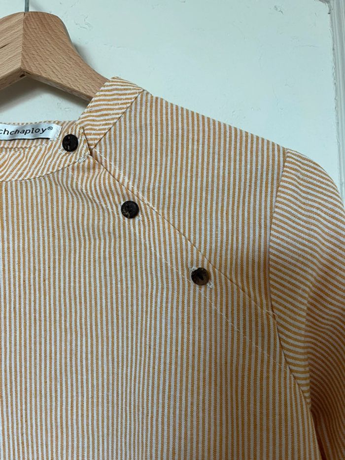 Blouse rayée effet lin – Taille 36 col officier manches longues - photo numéro 2
