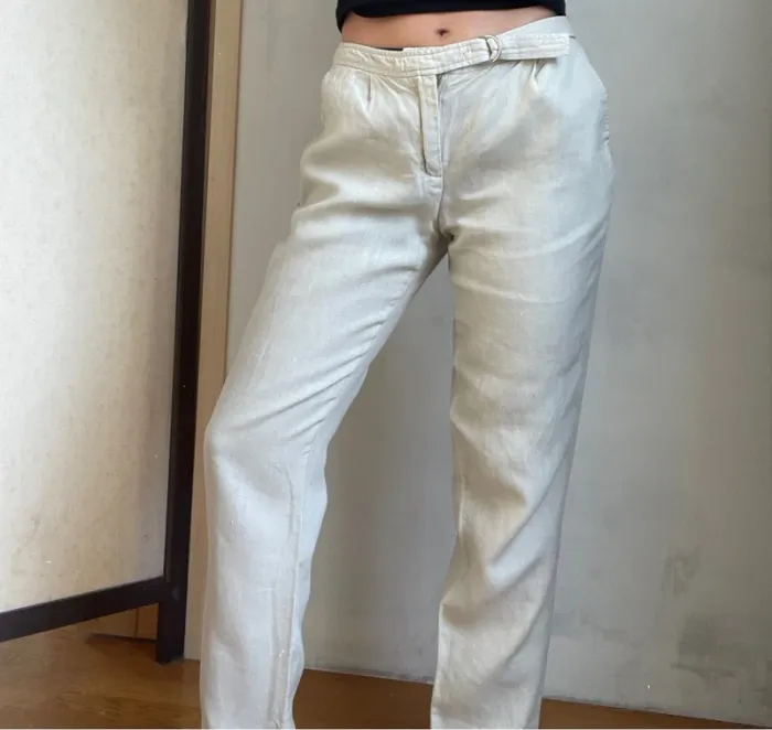 Pantalon Burton blanc crème 100% lin