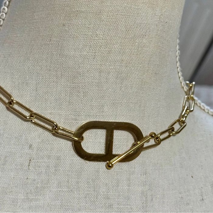 Collier mailles larges xl maillon CD xl tige traversante acier inoxydable or de qualité