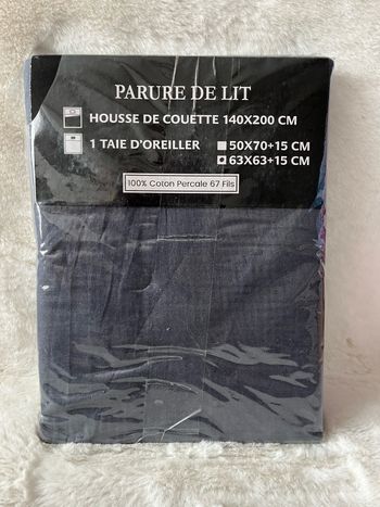 Housse de couette grise et beige 140 x 200 cm 100 % coton