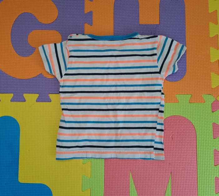 T-shirt manches courtes rayures multicolores, zeeman, taille 12 mois (74 cm) - photo numéro 2