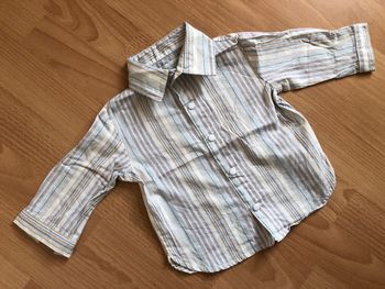 Belle chemise ML à rayures T. 6 mois garçon TBE