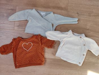 2 gilets et 1 pull mixte 1 mois