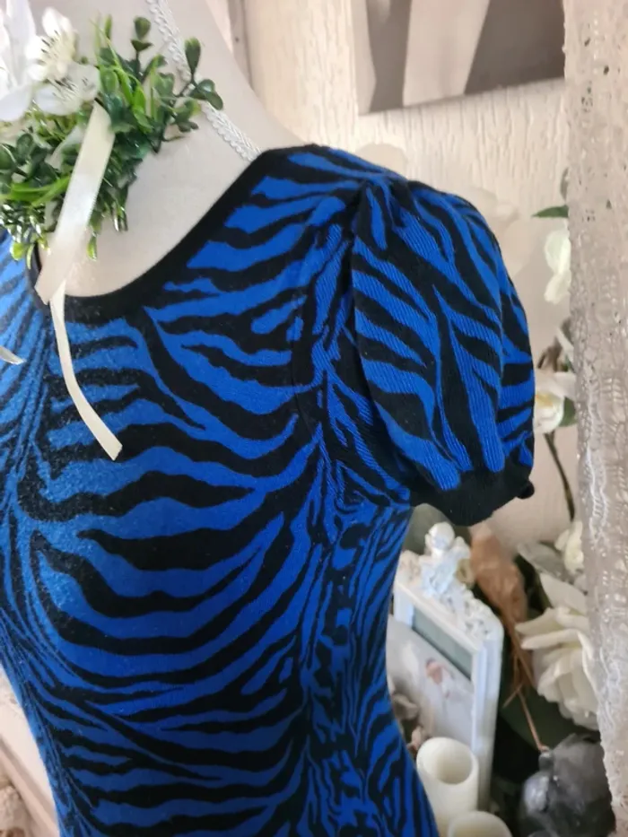 Pull fin bleu/noir Blanco Tricot Taille S - photo numéro 3