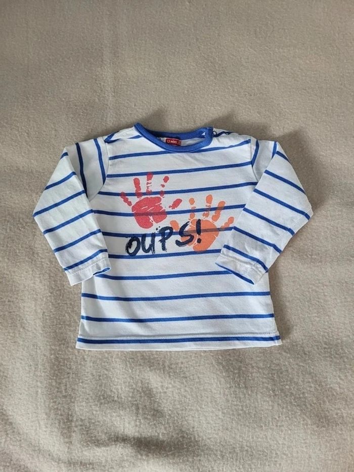 T-shirt manches longues 12 mois dpam 74cm