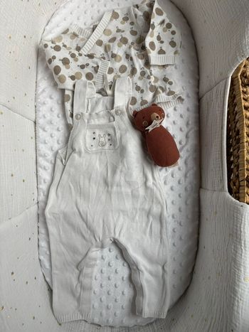 Ensemble mixte lapin beige blanc