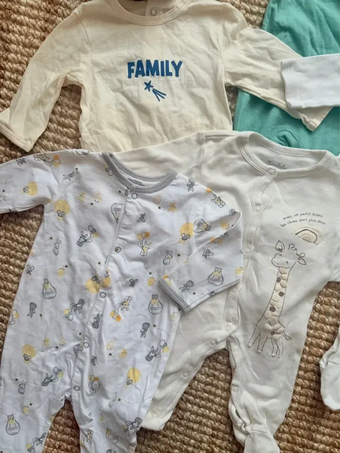Lot pyjamas coton 3mois / 60cm - photo numéro 2