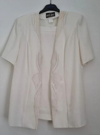 Ensemble tailleur jupe et veste ivoire