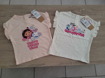 Lot de 2 Tee-shirt Gabby chat fille en 2 ans