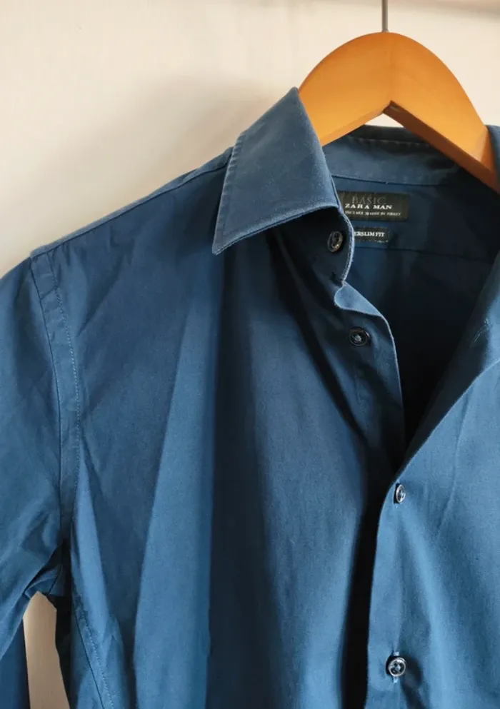 Chemise Zara taille S extra slim bleu - photo numéro 3