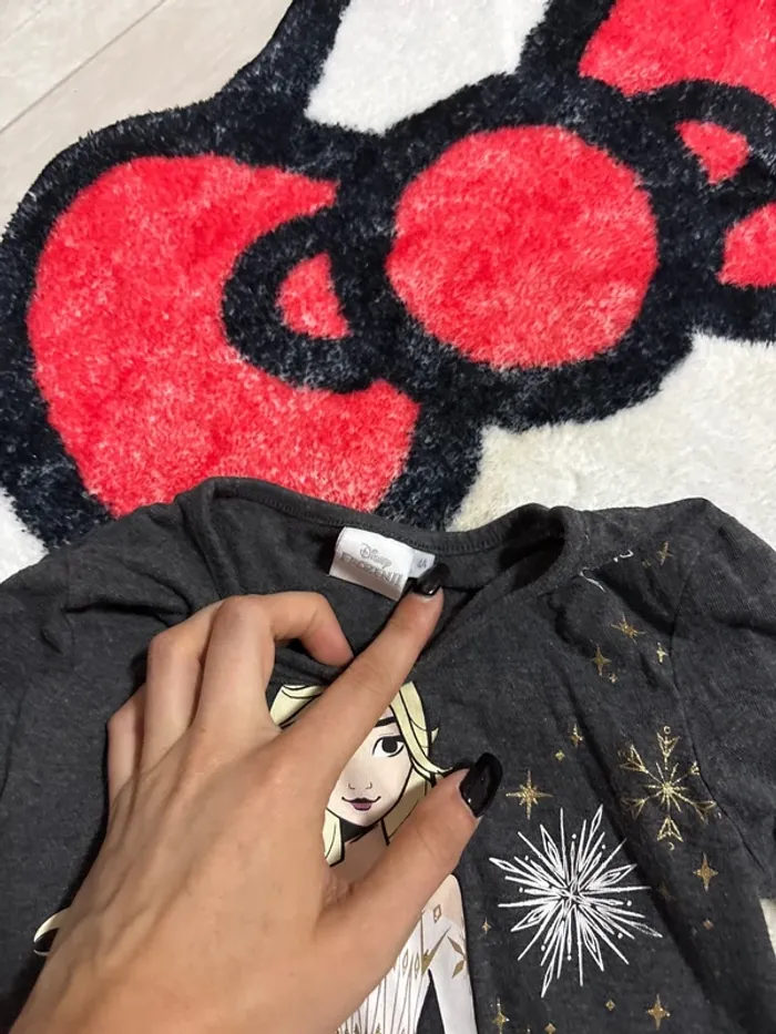 T shirt manche longue gris foncé Disney reine des neiges 4 ans - photo numéro 2