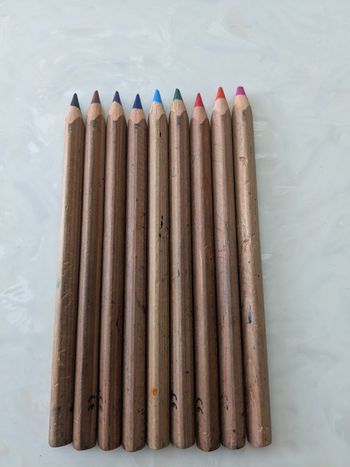 Lot de 9 crayons de couleur à grosse pointe .