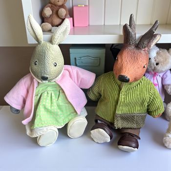 Duo vintage Berchet – Lapine & Daim habillés – Années 1970/80 (France)