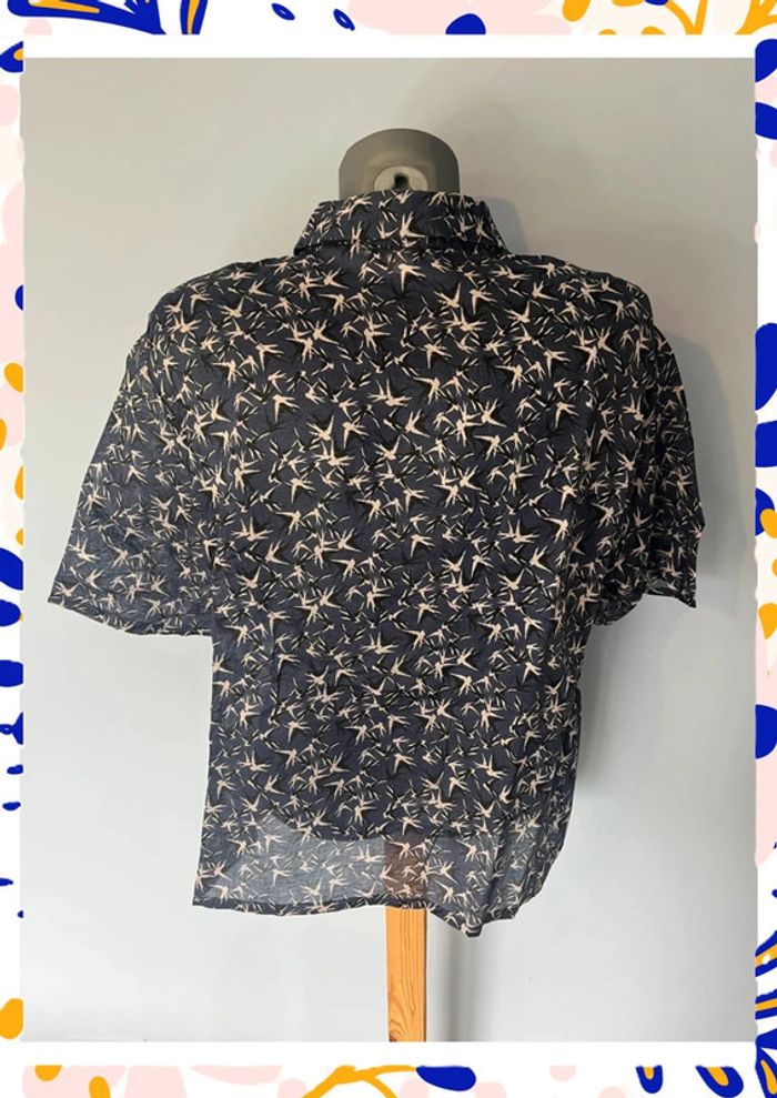 Chemise transparente oiseaux Peter Hahn – T50, manches courtes bleu nuit - photo numéro 5
