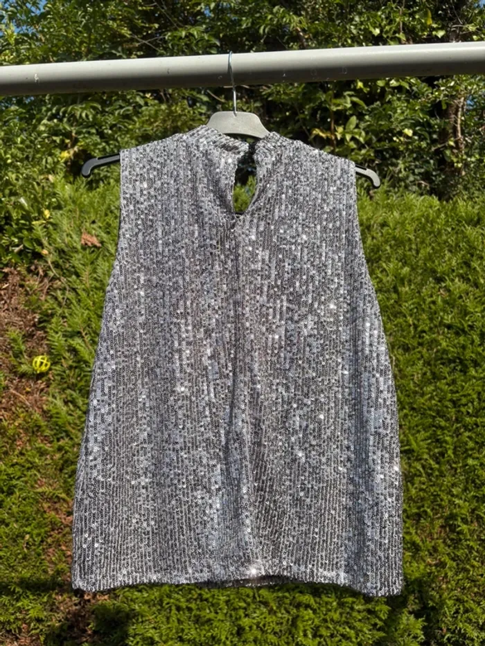 Débardeur style blouse à sequins argentés – Marque Shein - photo numéro 2
