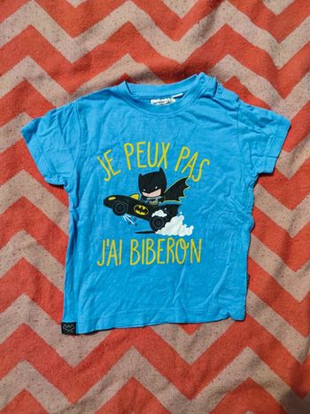 T-shirt Batman je peux pas j'ai biberon T.12 mois