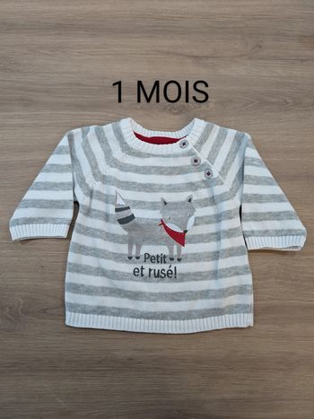 Pull rayé Gémo - Taille : 1 mois