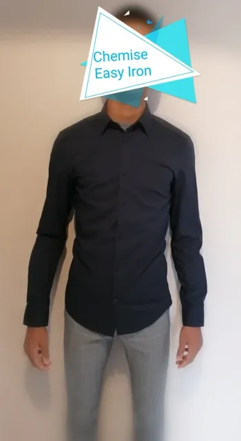 Chemise bleue slim fit repassage facile taille S