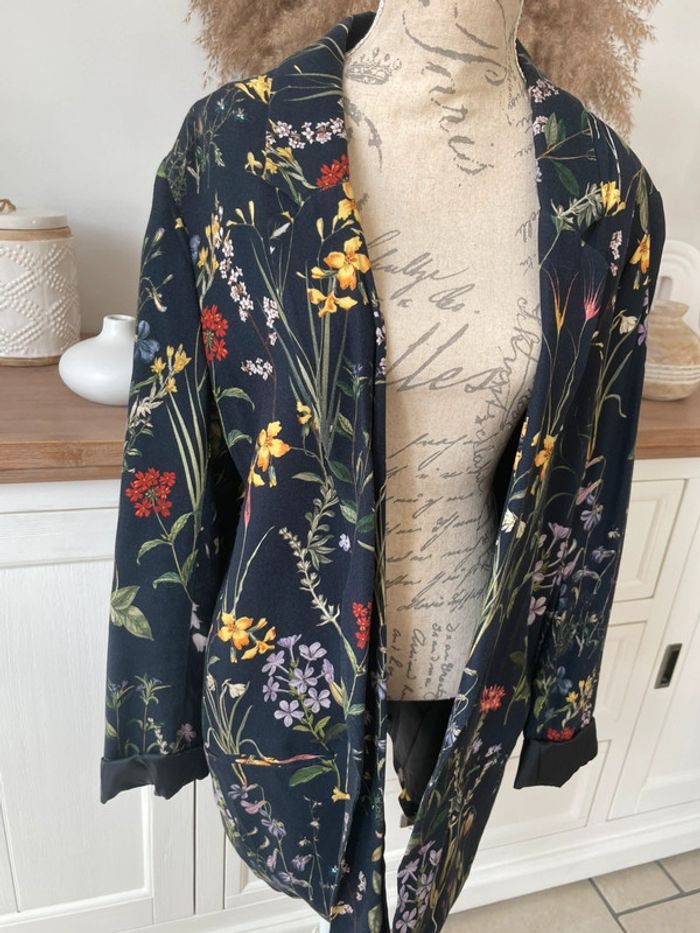 Veste marine fleuri Camaïeu - photo numéro 4