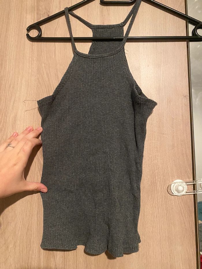 Top gris côtelé taille S